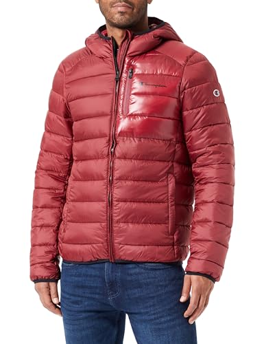 Champion Herren Legacy Outdoor-Chintzed Poly Plain Woven Hooded Gepolsterte Jacke, Rosso Scuro TRD/Nero, L von Champion