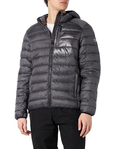 Champion Herren Legacy Outdoor-Chintzed Poly Plain Woven Hooded Wattierte Jacke, Grigio Grafite/Nero, L von Champion