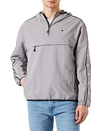 Champion Herren Legacy Outdoor Coated Woven Nylon Tape Logo Hooded Jacke, Grau, L von Champion