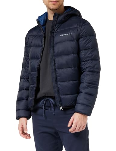 Champion Herren Legacy Outdoor-Hooded Tonal Logo Light Nylon Gepolsterte Jacke, Blu Marino/Blu, M von Champion