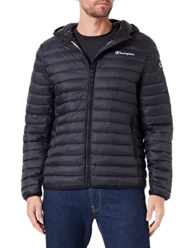 Champion Herren Legacy Outdoor Small Logo Hooded Wattierte Jacke, Schwarz, L von Champion