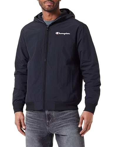 Champion Herren Legacy Outdoor-Spring-Summer Kontrast Small Script Logo Wr Taslon Hooded Jacke, Schwarz, L von Champion