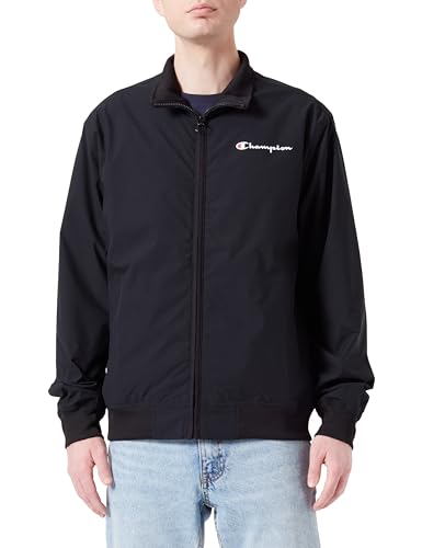 Champion Herren Legacy Outdoor-Spring-Summer Small Script Logo High-Neck Jacke, Schwarz, S von Champion