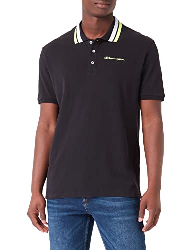 Champion Herren Legacy Polo Gallery Special Light Cotton Piqué Neon Spray Polohemd, Schwarz, Medium von Champion