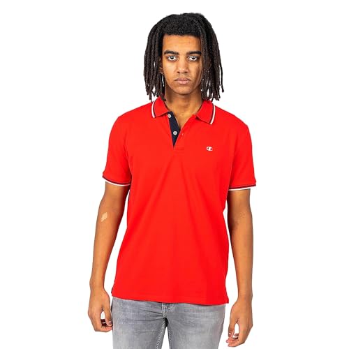 Champion Herren Legacy Poloshirt Gallery Light Cotton Piqué C-Logo Polohemd, Intensives Rot, XL von Champion