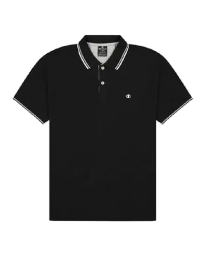 Champion Herren Legacy Poloshirt Gallery Light Cotton Piqué C-Logo Polohemd, Schwarz, 56 von Champion