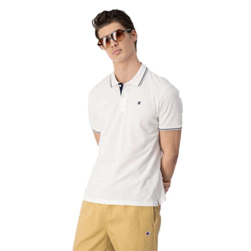 Champion Herren Legacy Poloshirt Gallery Light Cotton Piqué C-Logo Polohemd, Weiß, 56 von Champion