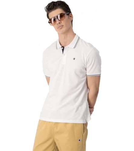 Champion Herren Legacy Poloshirt Gallery Light Cotton Piqué C-Logo Polohemd, Weiß, XL von Champion