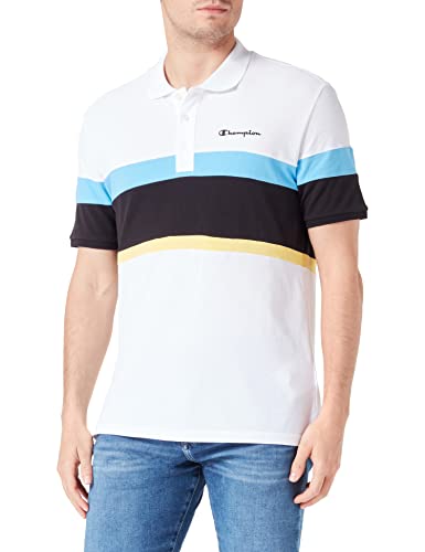 Champion Herren Legacy Poloshirt Gallery Light Cotton Piqué Color Block Polohemd, (Weiß/Schwarz), XL von Champion