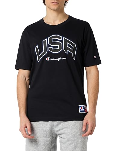 Champion Herren Legacy Retro Sport-USA S/S Crewneck T-Shirt, Schwarz, XXL von Champion