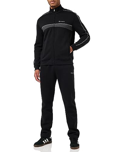 Champion Herren Legacy Sweatsuits Colorblock Powerblend Fleece Full Zip Sportanzug, Nero/Nero Melange, M von Champion