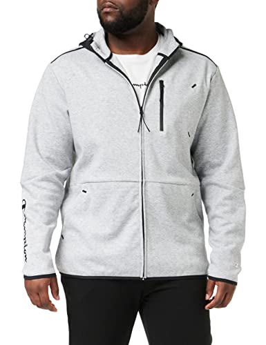 Champion Herren Legacy X-pro Interlock Full Zip Kapuzenpullover, Grau Melange/Schwarz, XL von Champion