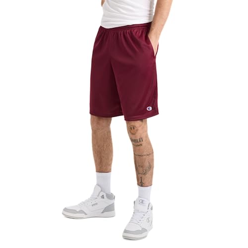 Champion Herren Shorts Lange Netz-shorts mit Taschen, Bordeauxrot, XL von Champion