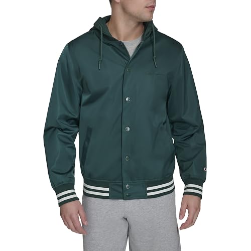 Champion Herren Men's Lightweight Varsity Jacket with Jersey Hood Jacke, Regenwald, M Champion Herren Men's Lightweight Varsity Jacket with Jersey Hood Jacke, Regenwald, M von Champion