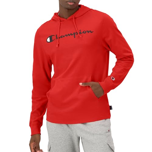 Champion Herren, Midweight, Soft and Comfortable T-Shirt Hoodie for Men Hemd, Scharlachrote Schrift, Large von Champion