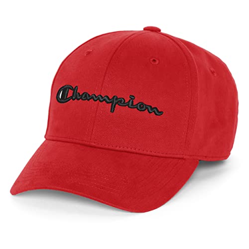Champion Herren Mütze, klassischer Baumwoll-Twill, Verstellbarer Lederriemen, Kappe Baseballkappe, Scarlet 3D Script, Einheitsgröße Champion Herren Mütze, klassischer Baumwoll-Twill, Verstellbarer Lederriemen, Kappe Baseballkappe, Scarlet 3D Script, Einheitsgröße von Champion