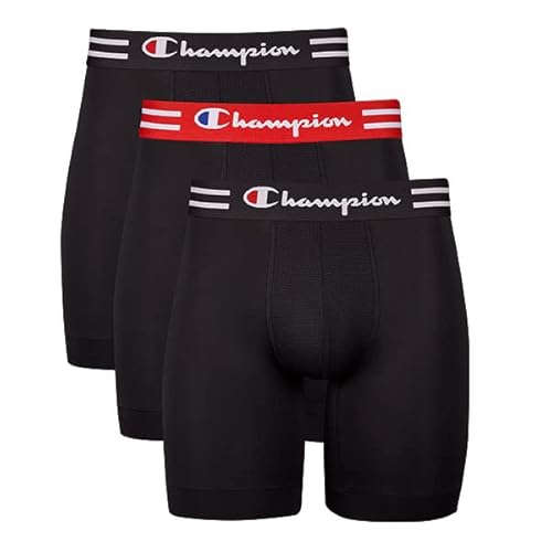 Champion Herren Performance Boxer Brief 3er Pack Retroshorts, schwarz, Medium von Champion