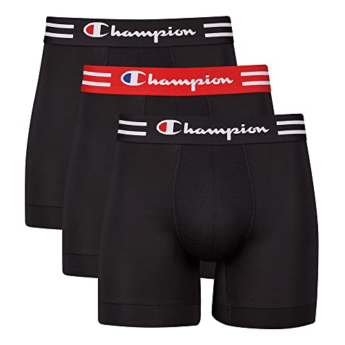 Champion Herren Performance Boxer Brief 3er Pack Retroshorts, schwarz, XX-Large von Champion