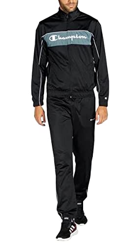 Champion Herren Piping Block Tracksuit Trainingsjacke, Schwarz, M von Champion