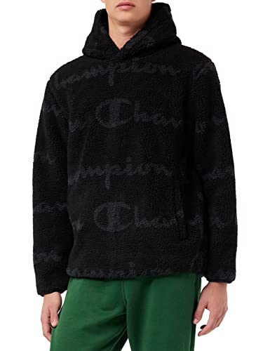 Champion Herren Polar Allover Hooded Sweatshirt, Schwarz, XL von Champion