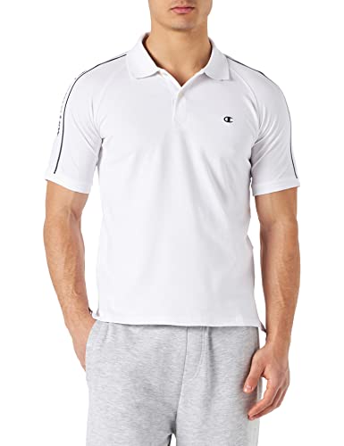 Champion Herren Polo Gallery Tape, Pique Stretch Polohemd, weiß, S von Champion