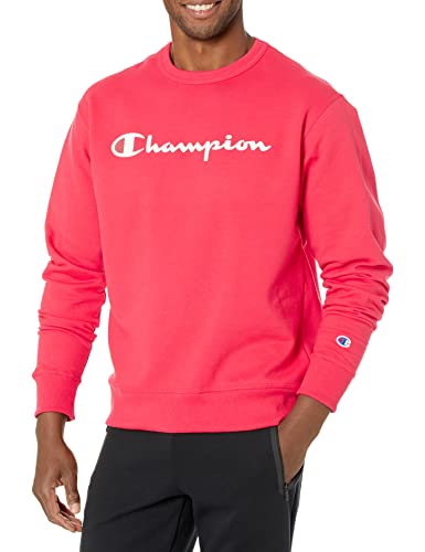 Champion Herren Powerblend Fleece Crew, Script Logo Sweatshirt, Roter Stein: Y07718, L EU von Champion