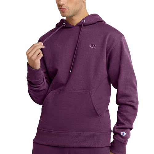 Champion Herren Powerblend Fleece Hoodie Kapuzenpullover, Plum Port C Logo, S von Champion