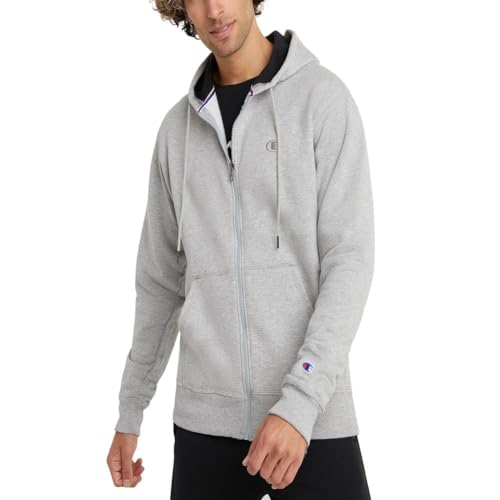 Champion Herren Powerblend Full-Zip Hoodie Aufwärm-oder Trainingsjacke, Oxford Grey, XXL von Champion