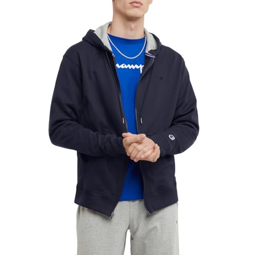 Champion Herren Powerblend Hoodie mit durchgehendem Reißverschluss Aufwärmen oder Trainingsjacke, Navy-407d55, X-Large von Champion