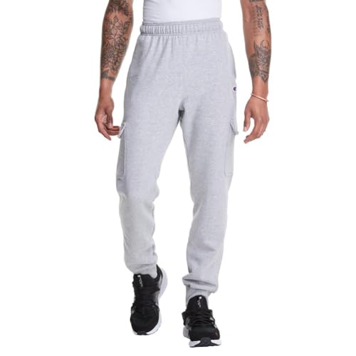 Champion Herren Powerblend-Jogger aus Fleece groß Trainingshose, Oxford Gray C Patch Logo, Large Hoch von Champion