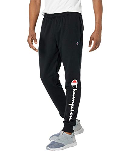 Champion Herren, Powerblend, Fleece-Jogger, Sweatpants (Reg groß) Trainingshose, Schwarze Schrift, X von Champion