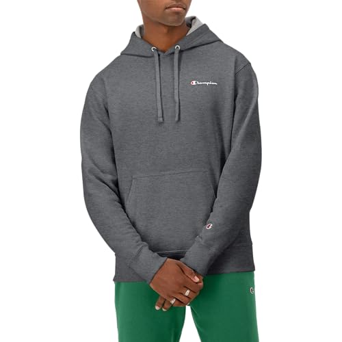 Champion Herren Powerblend Kapuzenpulli, Granite Heather-Classic Logo Lockup, Medium von Champion