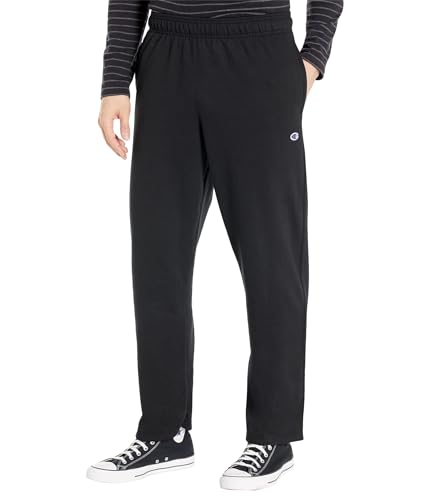 Champion Herren Sweatpants, Powerblend, Fleece, offenem Boden (Reg groß) Hose, Schwarzes C-Patch-Logo von Champion