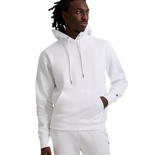 Champion Herren Kapuzenpullover Powerblend Pullover Hoodie, Weiß, S von Champion