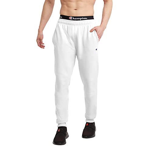Champion Herren Powerblend Sweats Retro Jogger Pants, Weiß-549314, X-Groß von Champion