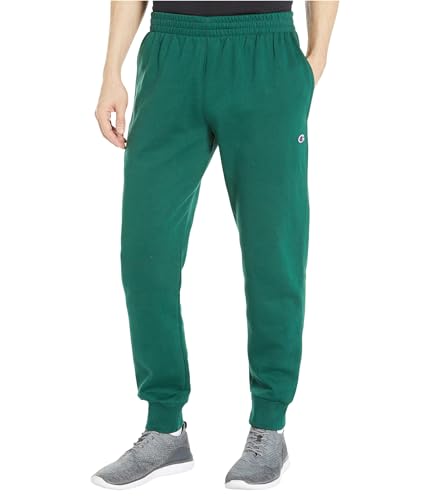 Champion Herren Powerblend Sweats Retro Jogger Pants Trainingshose, Forest Peak Green C Patch Logo, Groß von Champion