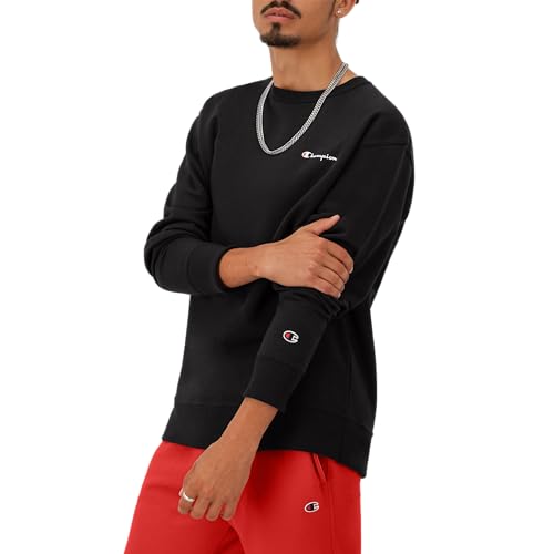 Champion Herren Crewneck, Powerblend Fleece, Hoodie for Men, Script Logo (Reg. Or Big & Tall) Sweatshirt, Schwarze kleine Schrift, X-Large Champion Herren Crewneck, Powerblend Fleece, Hoodie for Men, Script Logo (Reg. Or Big & Tall) Sweatshirt, Schwarze kleine Schrift, X-Large von Champion