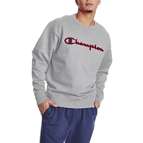 Champion Herren Powerblend Sweatshirt, Oxford Grey Script Kontrast, L von Champion