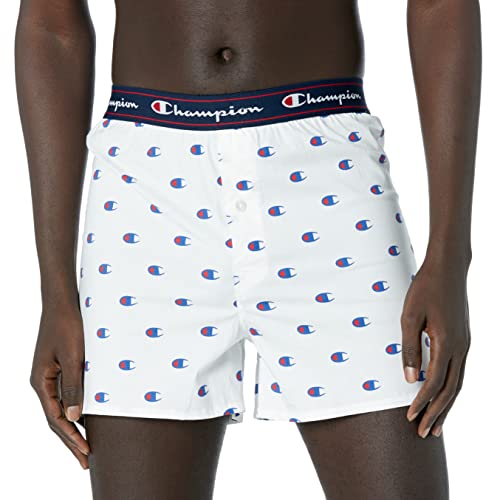 Champion Herren Print Woven Boxer Boxershorts, Weiß, Large von Champion