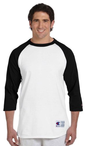 Champion Herren Raglan Baseball T-Shirt, weiß/schwarz, Mittel von Champion