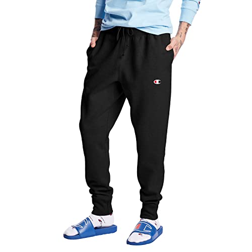 Champion Herren Reverse Cappy Reversa, Perna Esquerda Cرن رال ال رارار الار Creverse Weave Jogger, Linkes Bein, C Trainingshose, Schwarz/C-Logo, 36-41 von Champion