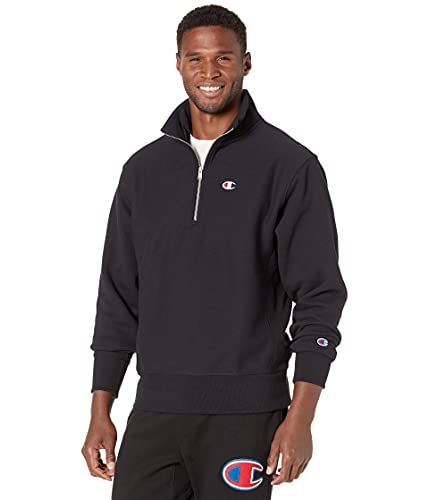 Champion Herren Reverse Weave Herren Quarter Zip Sweatshirt, Herren Fleece Shirt, Herren Pullover Sweatshirt, Reißverschluss Sweatshirt, Schwarz-549967, XS von Champion