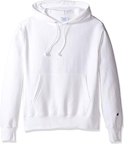 Champion Herren Hoodie, Reverse Weave, Fleece, Bequemer Pullover Sweatshirt Kapuzenpullover, Weiß, Small von Champion