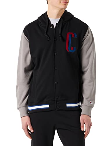 Champion Herren Rochester 1919 Bookstore Full Buttoned Kapuzenpullover, Schwarz, L von Champion