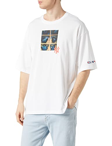 Champion Herren Rochester 1919 MLB Graphic Crewneck S-S Kurzarm Shirt, Bianco NY (WW001), L von Champion