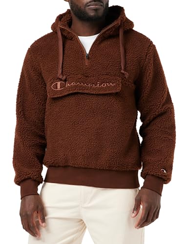 Champion Herren Rochester 1919 Outdoor Polar-Lamb-Effect Half Zip Kapuzenpullover, braun, XXL von Champion