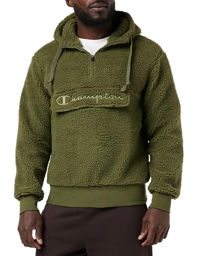 Champion Herren Rochester 1919 Outdoor Polar Lamb-Effect Half Zip Kapuzenpullover, Verde Olivo, L von Champion