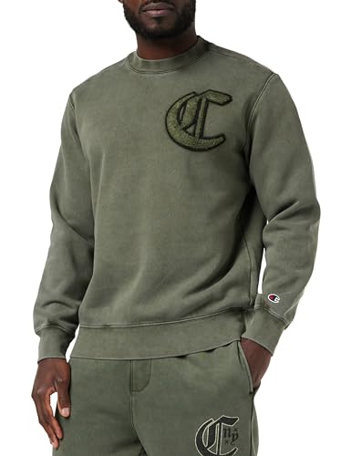 Champion Herren Rochester 1919 Pop Punk Dyed/Wash Heavy Poly-Fleece Crewneck Sweatshirt, Verde Foresta, S von Champion