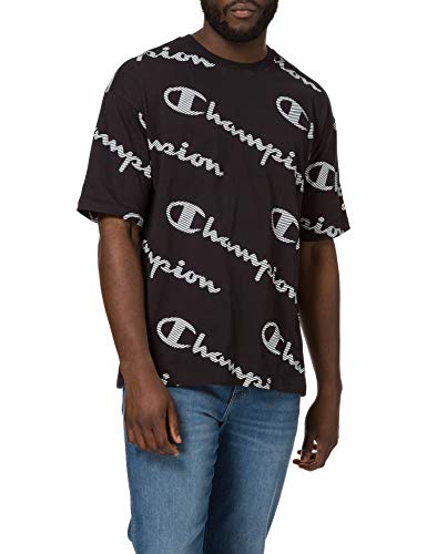 Champion Herren Seasonal AC Logo Allover Crewneck T-Shirt, Schwarz, S von Champion