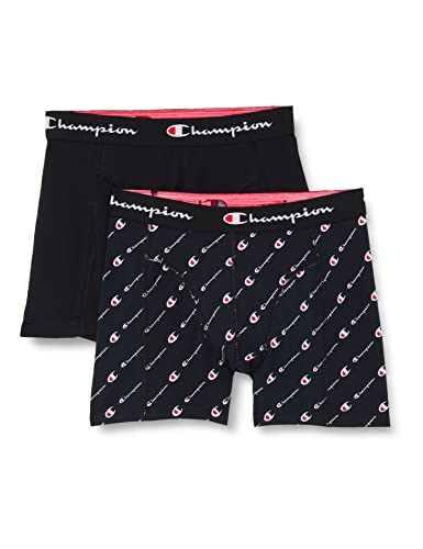 Champion Herren Seasonal Multi-Logo X2 Retroshorts, Schwarz, M (2er Pack) von Champion